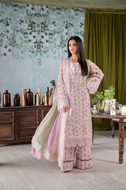 Sobia Nazir Vital Lawn 25 Pink Chiffon – view 1 – Poshaq