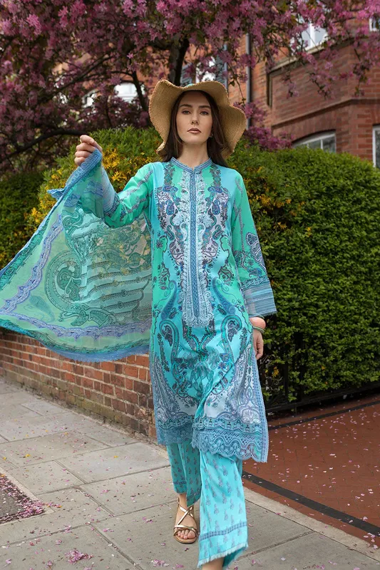 Sobia Nazir Basics 25 Bright Teal Chiffon – view 1 – Poshaq
