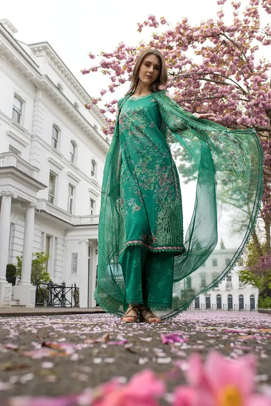 Sobia Nazir Basics 25 Teal Green Chiffon – view 1 – Poshaq
