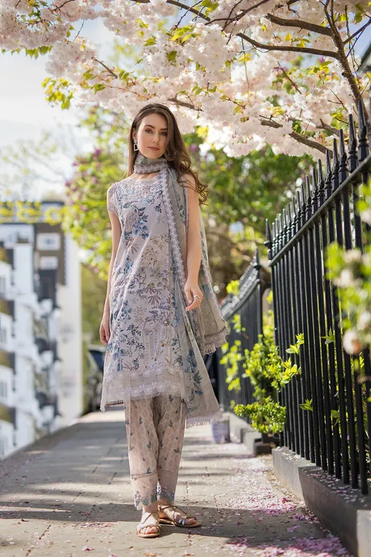 Sobia Nazir Basics 25 Cloud Gray Chiffon – view 1 – Poshaq