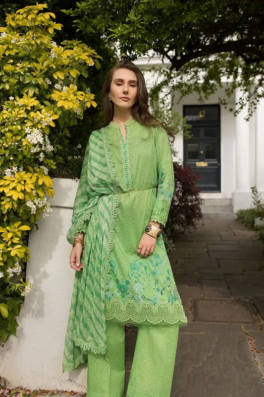 Sobia Nazir Basics 25 Forest Green Chiffon – view 1 – Poshaq