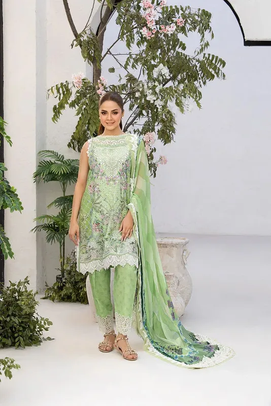 Sobia Nazir Vital Lawn 25 Aqua Green Chiffon – view 1 – Poshaq