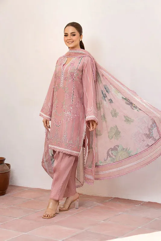 Sobia Nazir Vital Lawn 25 Brownish Pink Chiffon – view 1 – Poshaq