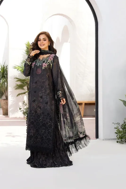Sobia Nazir Vital Lawn 25 Black Chiffon – view 1 – Poshaq