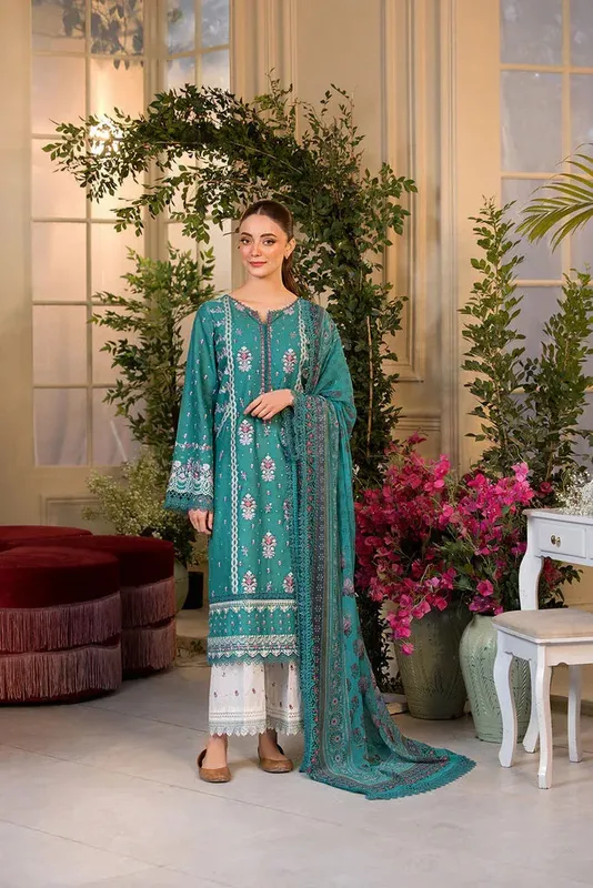 Sobia Nazir Vital Lawn 25 Emerald Green Chiffon – view 1 – Poshaq