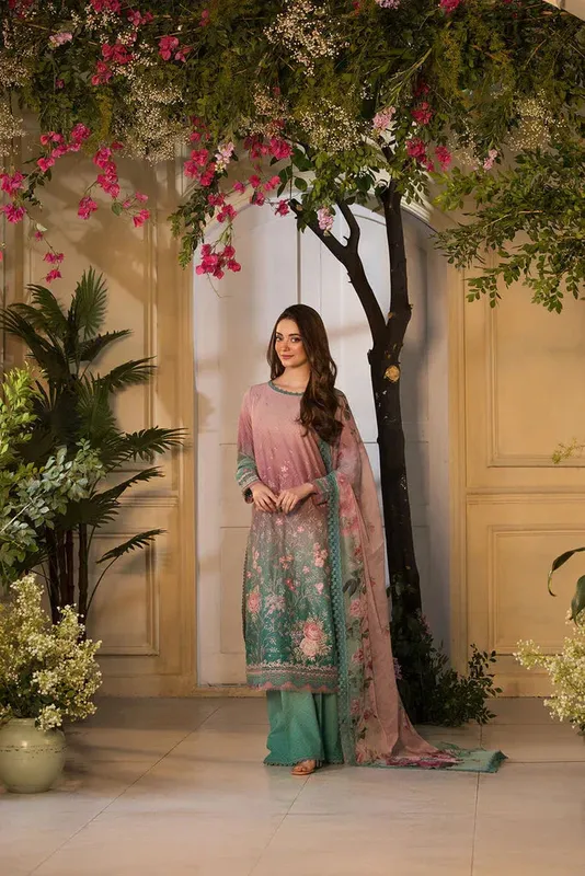 Sobia Nazir Vital Lawn 25 Pink Chiffon – view 1 – Poshaq