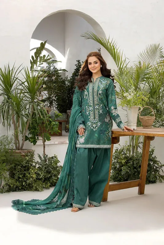 Sobia Nazir Vital Lawn 25 Teal Green Chiffon – view 1 – Poshaq
