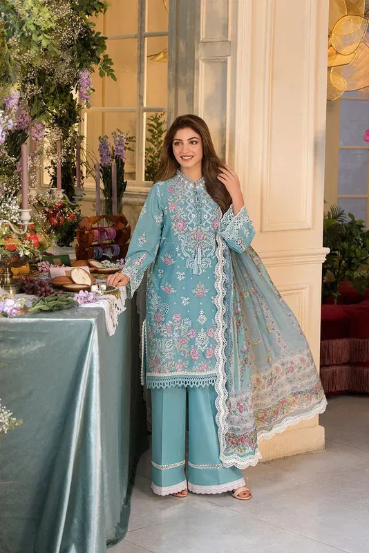 Sobia Nazir Vital Lawn 25 Sky Blue Chiffon – view 1 – Poshaq