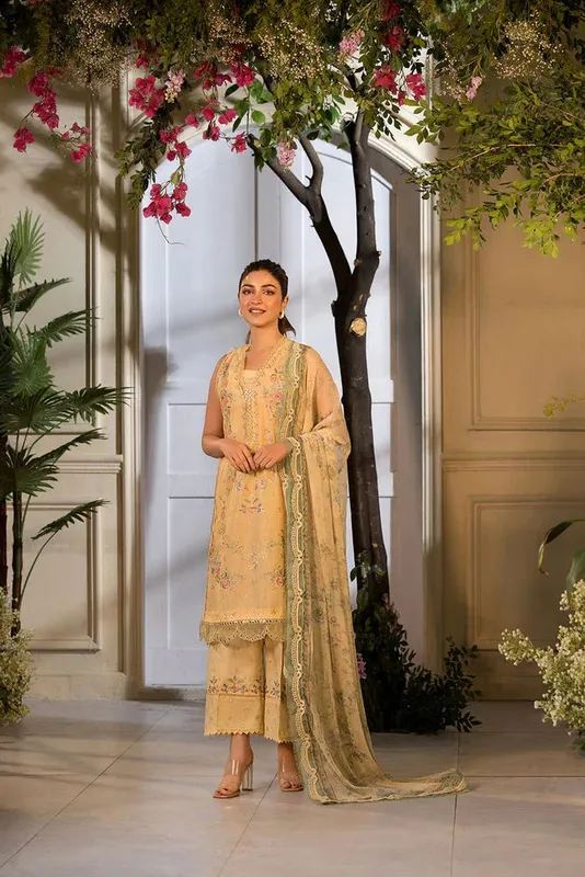 Sobia Nazir Vital Lawn 25 Beige Chiffon – view 1 – Poshaq