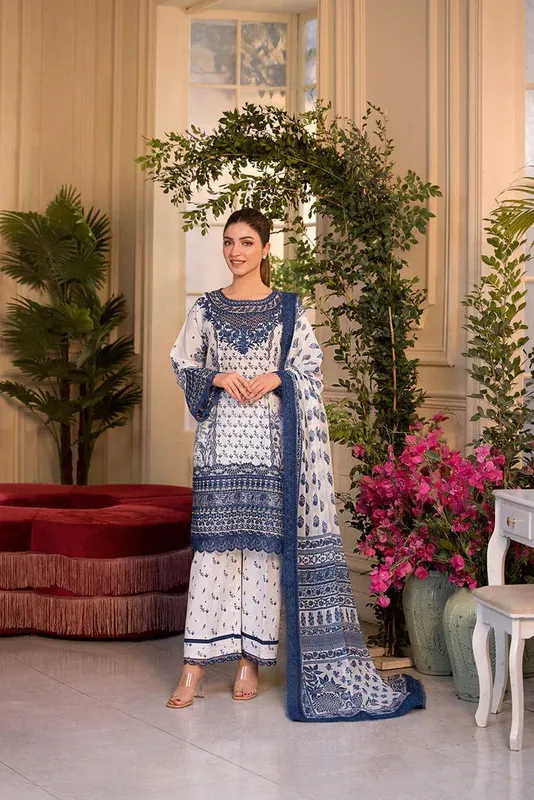 Sobia Nazir Vital Lawn 25 White Chiffon – view 1 – Poshaq