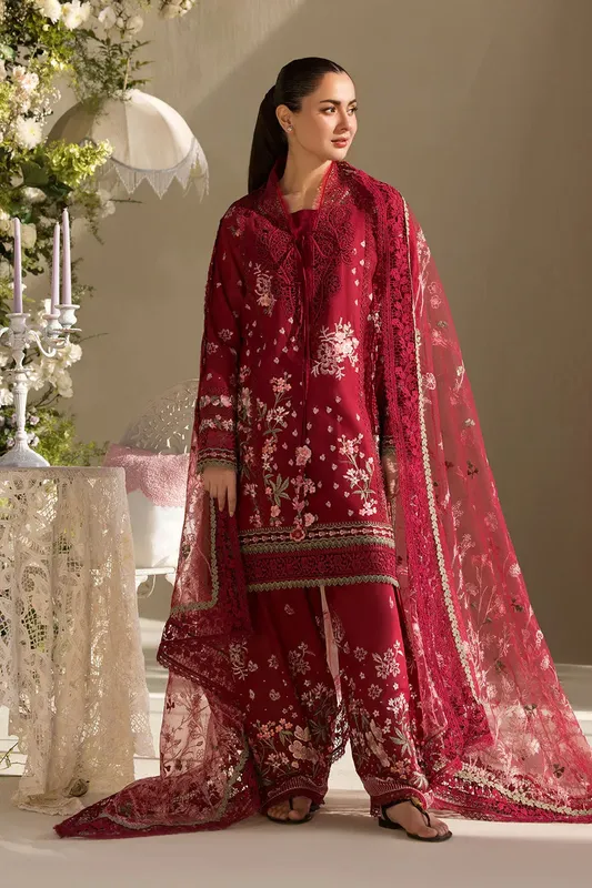 Sobia Nazir Luxury Lawn 25 Maroon Lawn – view 1 – Poshaq