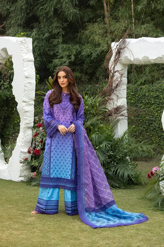 Sobia Nazir Luxury Lawn 25 Purple Gray Lawn – view 1 – Poshaq