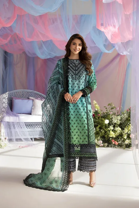 Sobia Nazir Luxury Lawn 25 Green Lawn – view 1 – Poshaq