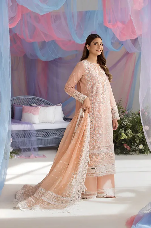 Sobia Nazir Luxury Lawn 25 Peach Lawn – view 1 – Poshaq