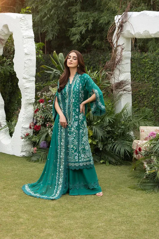 Sobia Nazir Luxury Lawn 25 Teal Chiffon – view 1 – Poshaq