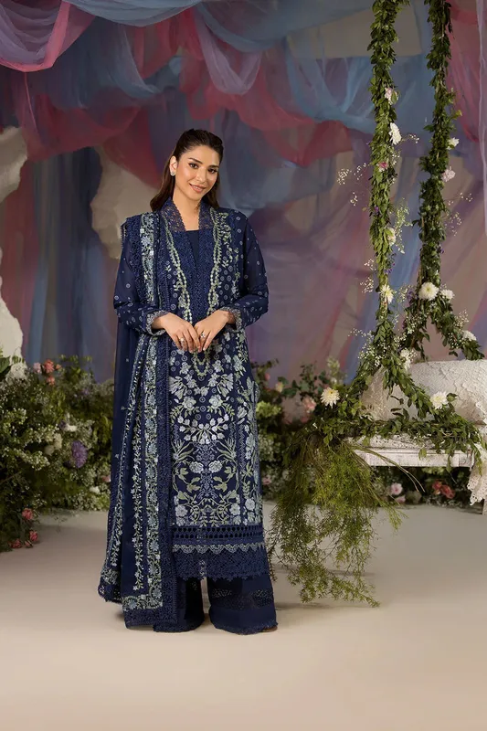 Sobia Nazir Luxury Lawn 25 Navy Blue Chiffon – view 1 – Poshaq