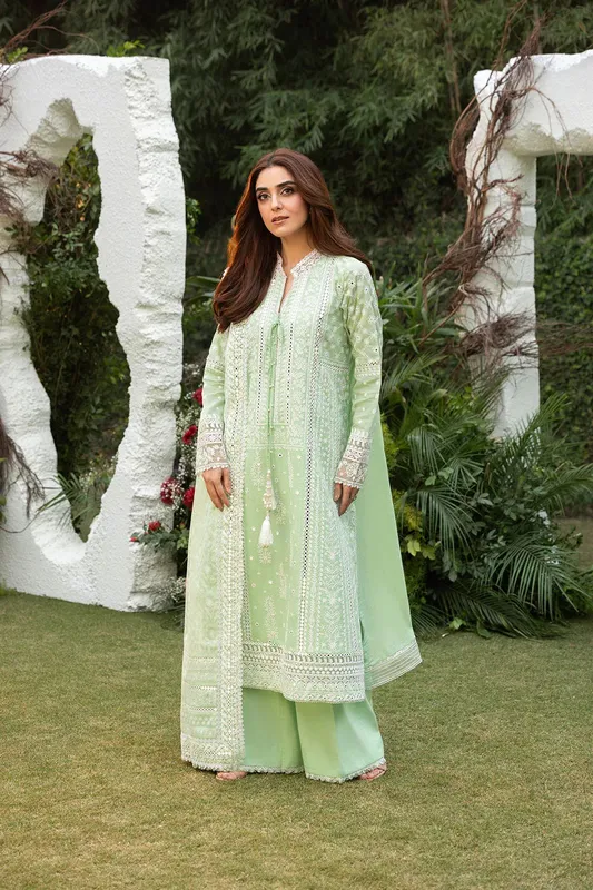 Sobia Nazir Luxury Lawn 25 Aqua Green Lawn – view 1 – Poshaq
