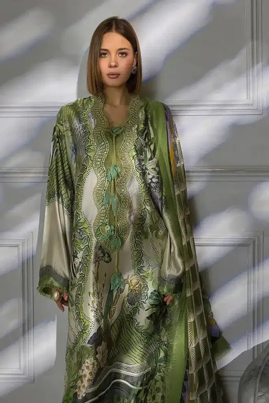Sobia Nazir Silk Collection 23 Green Satin – view 1 – Poshaq