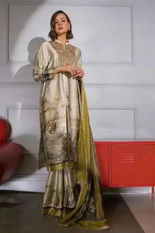 Sobia Nazir Silk Collection 23 Beige Satin – view 1 – Poshaq