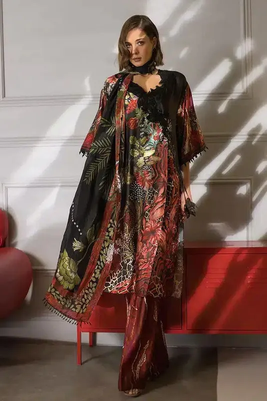 Sobia Nazir Silk Collection 23 Maroon Satin – view 1 – Poshaq