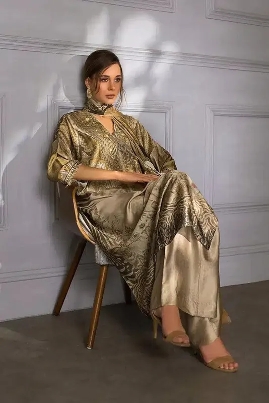 Sobia Nazir Silk Collection 23 Green Satin – view 1 – Poshaq