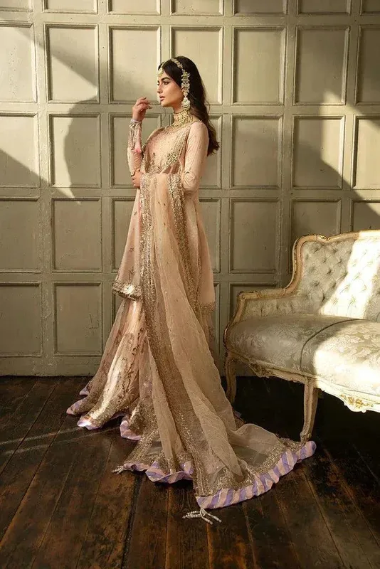 Sobia Nazir Nur Wedding Formals 23 Beige Raw Silk – view 1 – Poshaq