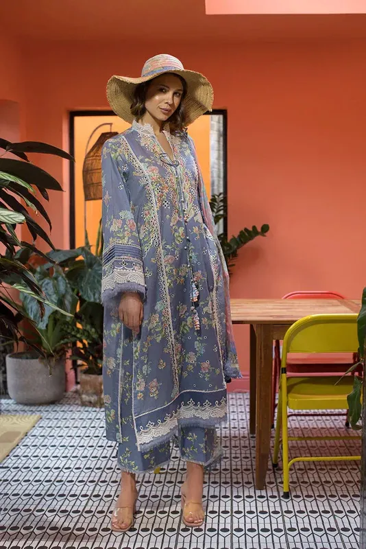 Sobia Nazir Summer Vital 24 Blue Chiffon – view 1 – Poshaq