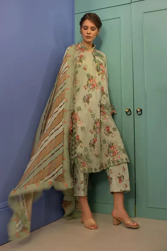 Sobia Nazir Summer Vital 24 Green Chiffon – view 1 – Poshaq