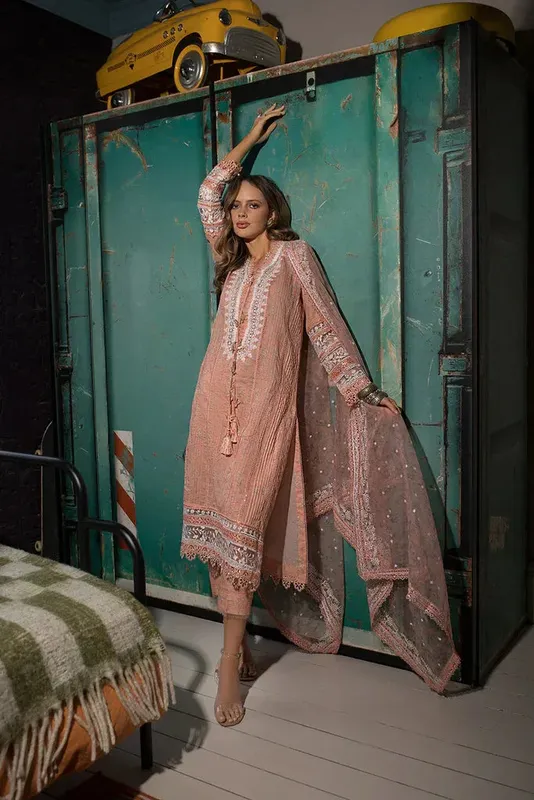 Sobia Nazir Summer Vital 24 Peach Organza – view 1 – Poshaq