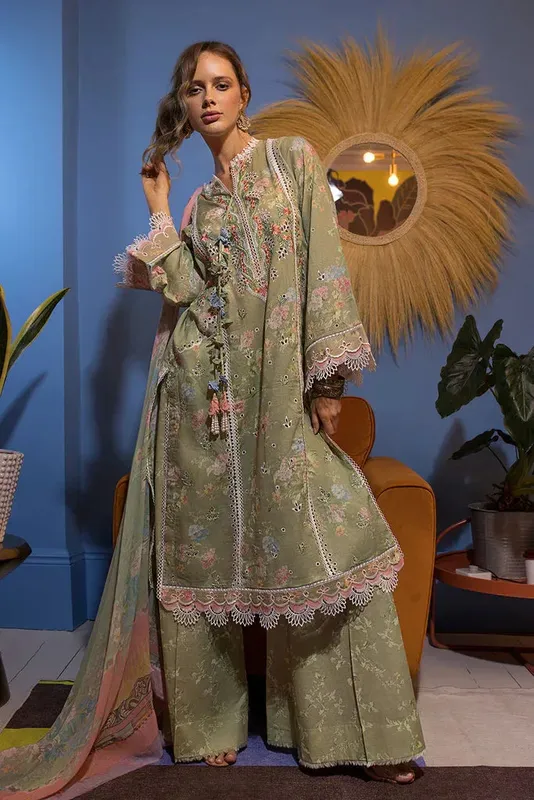Sobia Nazir Summer Vital 24 Green Chiffon – view 1 – Poshaq