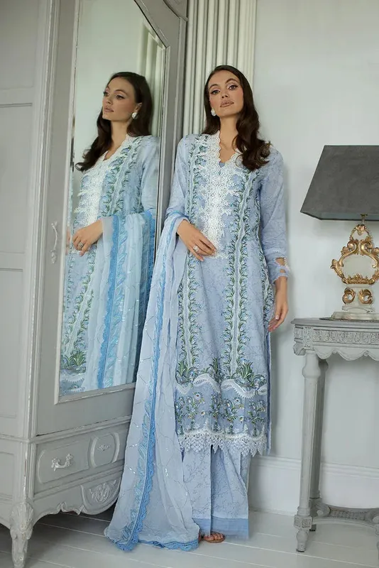 Sobia Nazir Luxury Lawn 24 Sky Blue Organza – view 1 – Poshaq