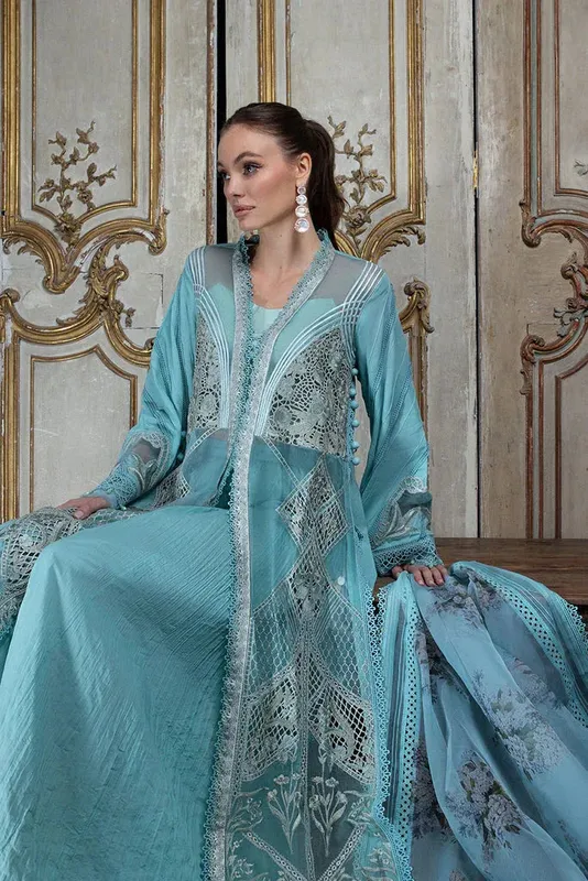 Sobia Nazir Luxury Lawn 24 Sky Blue Organza – view 1 – Poshaq