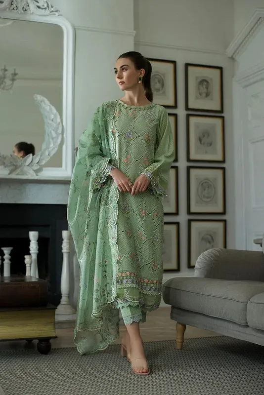 Sobia Nazir Luxury Lawn 24 Green Organza – view 1 – Poshaq
