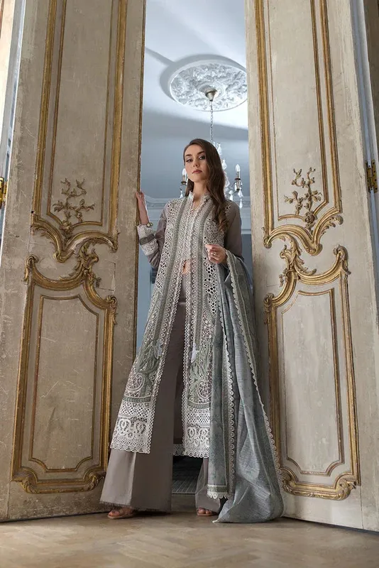 Sobia Nazir Luxury Lawn 24 Grey Organza – view 1 – Poshaq