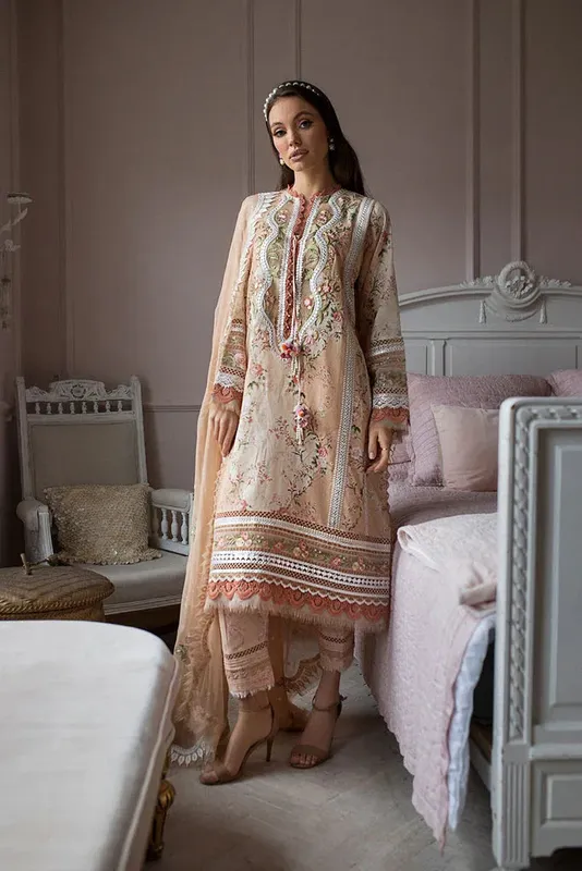 Sobia Nazir Luxury Lawn 24 Peach Chiffon – view 1 – Poshaq