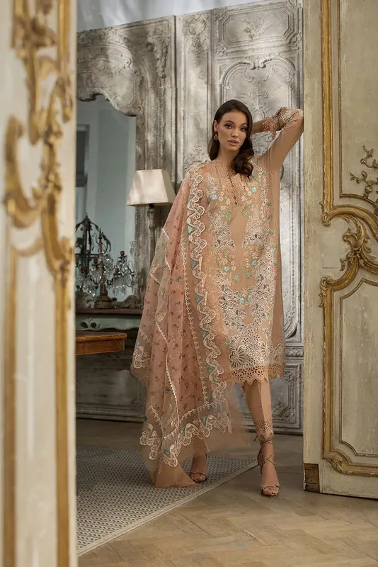 Sobia Nazir Luxury Lawn 24 Peach Organza – view 1 – Poshaq