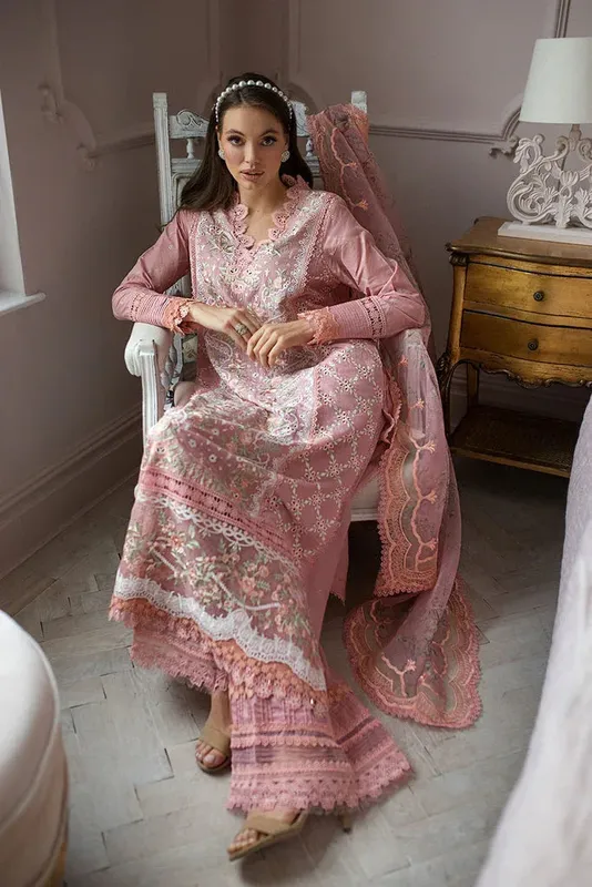 Sobia Nazir Luxury Lawn 24 Pink Organza – view 1 – Poshaq