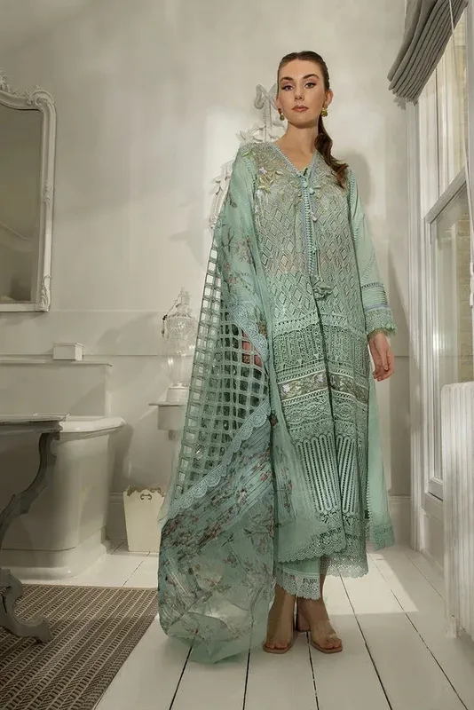 Sobia Nazir Luxury Lawn 24 Green Organza – view 1 – Poshaq