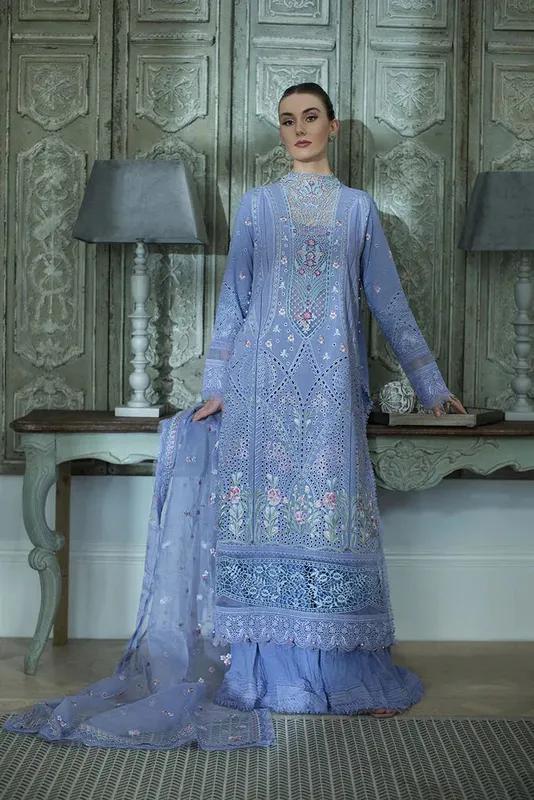 Sobia Nazir Luxury Lawn 24 Blue Organza – view 1 – Poshaq