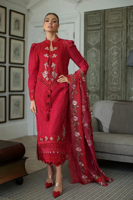 Sobia Nazir Luxury Lawn 24 Red Organza – view 1 – Poshaq
