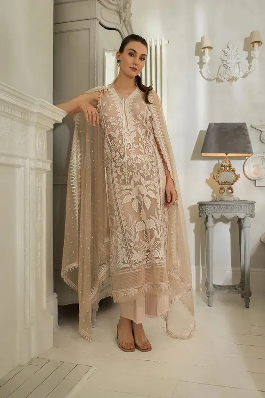 Sobia Nazir Luxury Lawn 24 Peach Organza – view 1 – Poshaq