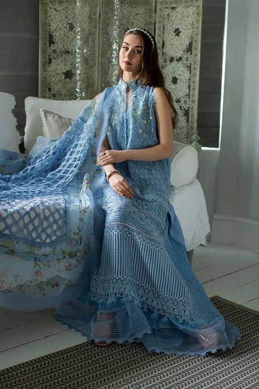 Sobia Nazir Luxury Lawn 24 Blue Organza – view 1 – Poshaq