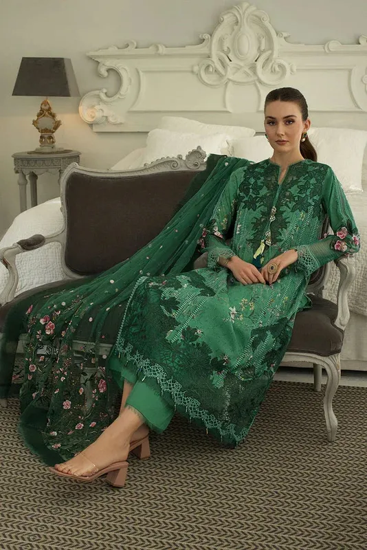 Sobia Nazir Luxury Lawn 24 Green Organza – view 1 – Poshaq