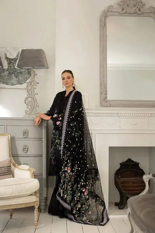 Sobia Nazir Luxury Lawn 24 Black Organza – view 1 – Poshaq