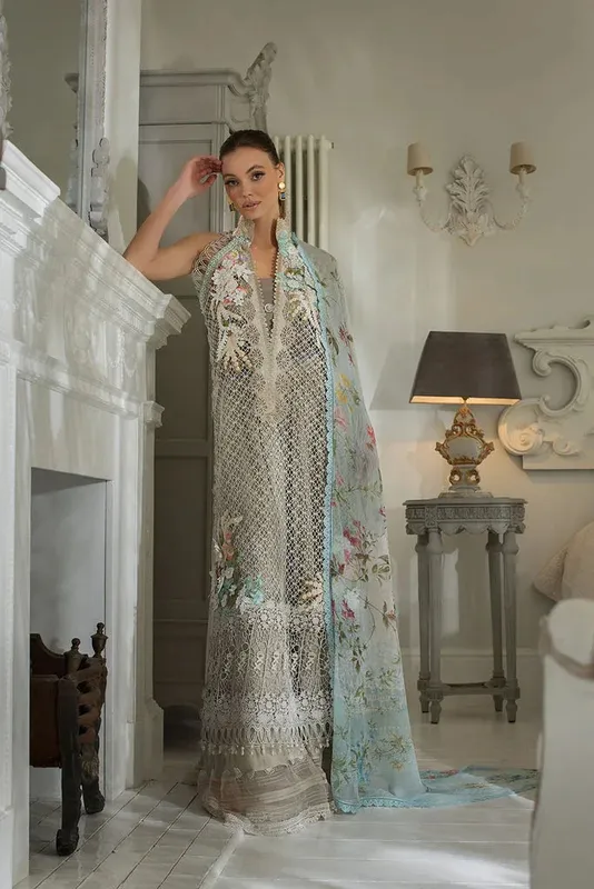 Sobia Nazir Luxury Lawn 24 Grey Organza – view 1 – Poshaq