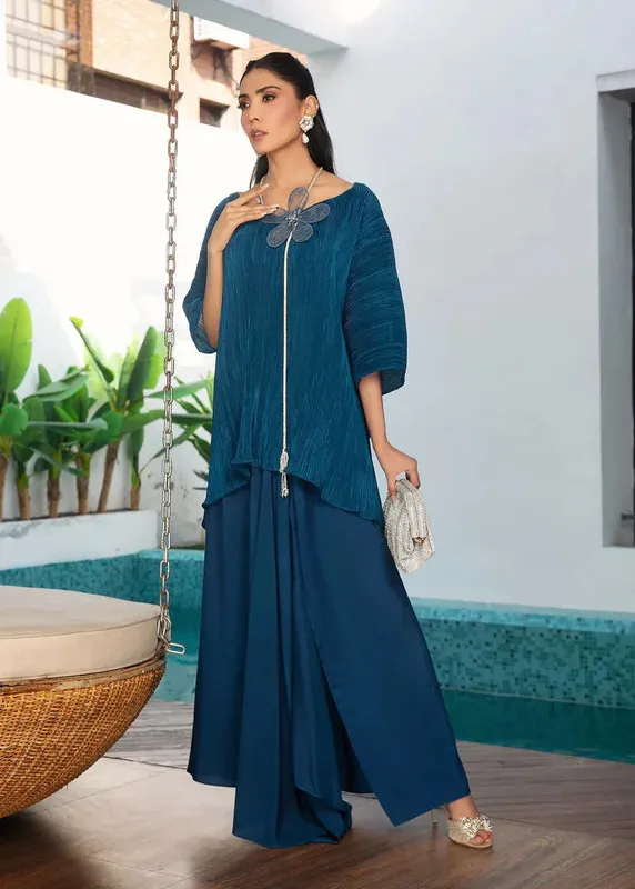 Shiza Hassan Sublime Luxury Pret Teal Silk – view 1 – Poshaq