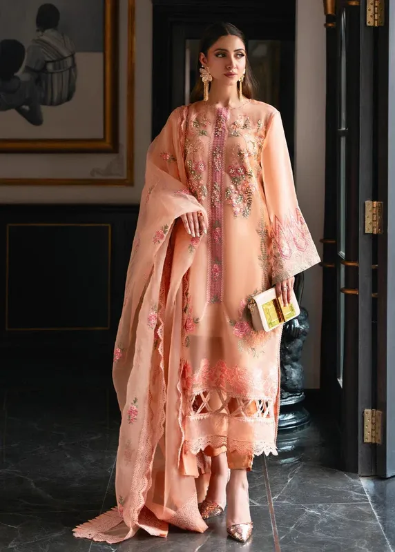 Shiza Hassan Aira Luxury Pret Peach Organza – view 1 – Poshaq