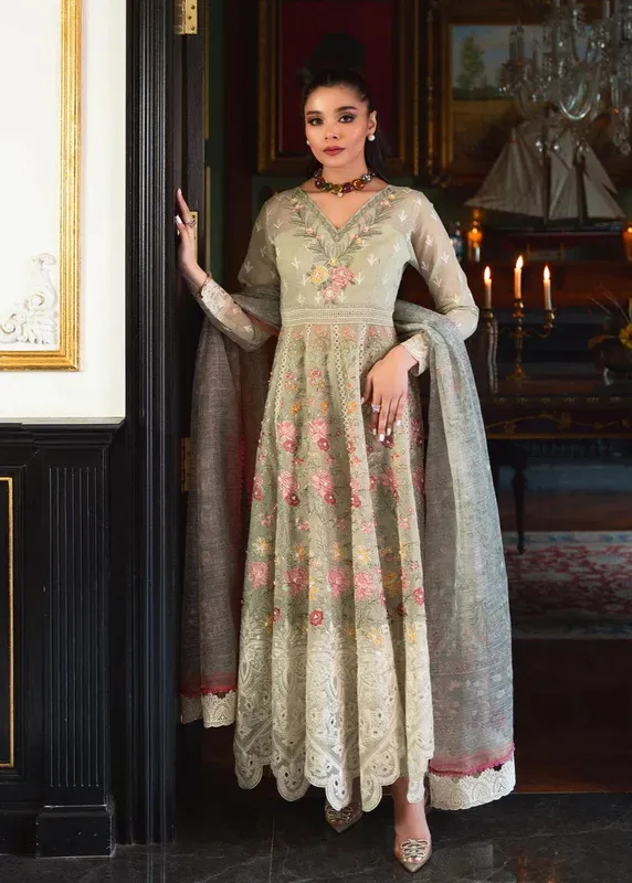 Shiza Hassan Aira Luxury Pret Green Viscose – view 1 – Poshaq