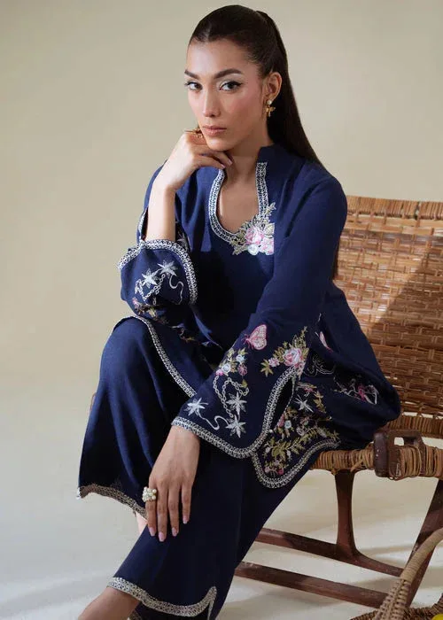 Saira Shakira Basic Pret 25 Navy Blue Karandi – view 4 – Poshaq