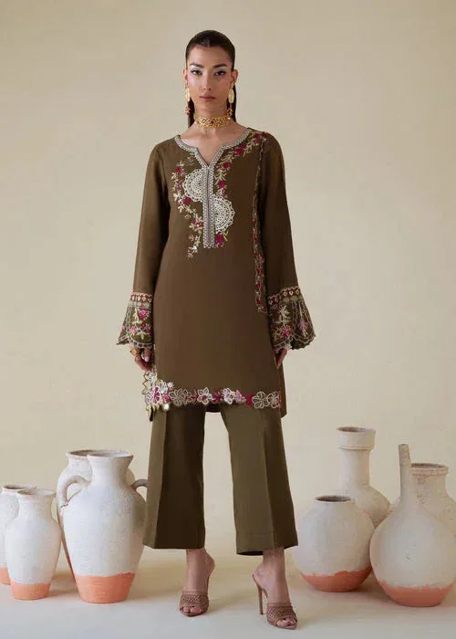 Saira Shakira Basic Pret 25 Chocolate Brown Karandi – view 1 – Poshaq